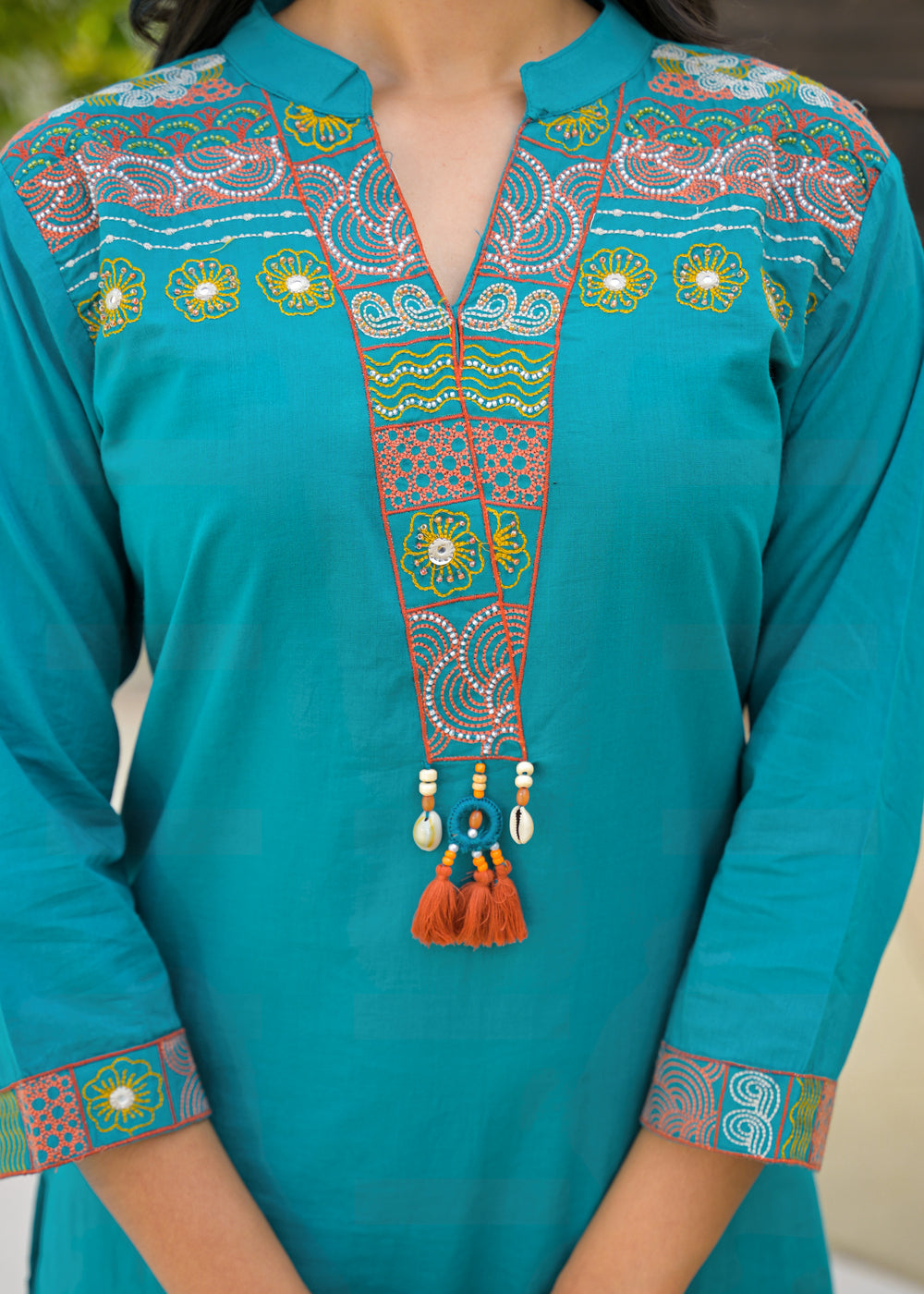 Soul Armor Stylish Neck Embroidered Kurta Set with Pant & Dupatta