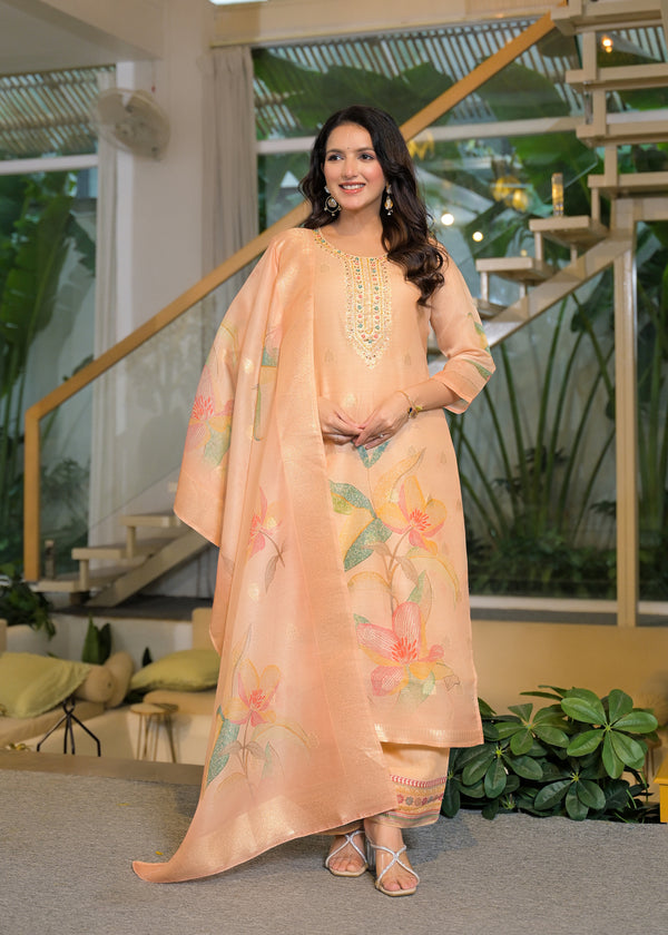 Soul Armor Blossom Print Kurta Pant Dupatta Set