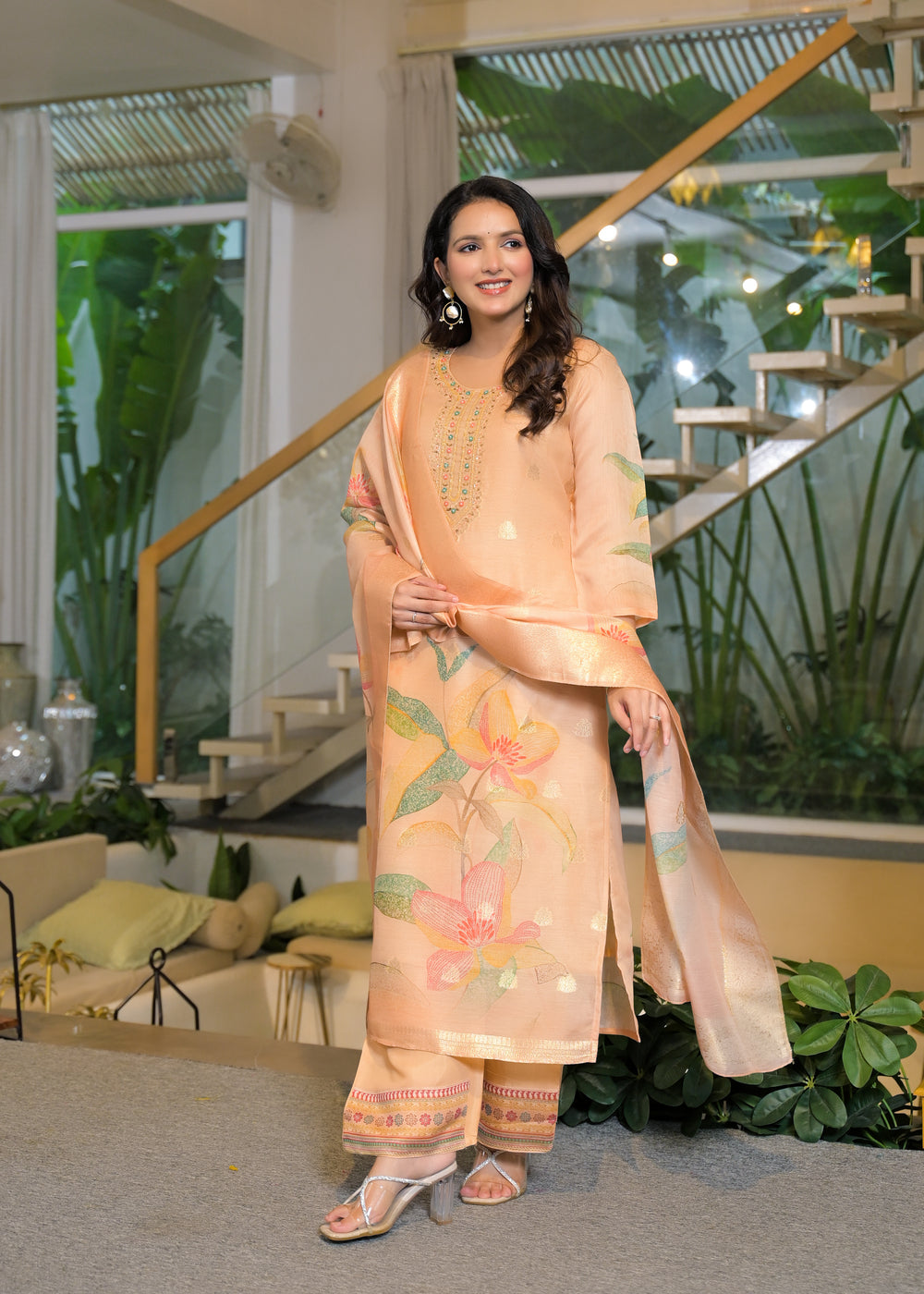Soul Armor Blossom Print Kurta Pant Dupatta Set