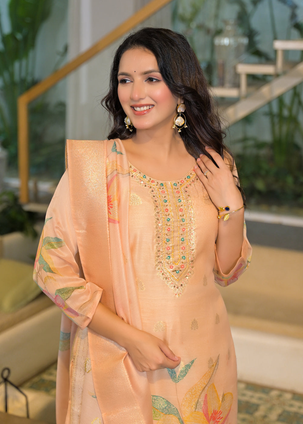 Soul Armor Blossom Print Kurta Pant Dupatta Set