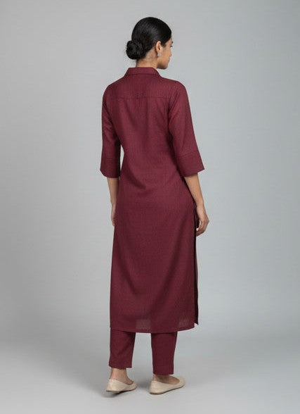 Soul Armor Ladies Solid Straight with Three Quarter Sleeves and Matching Bottom Kurti Set