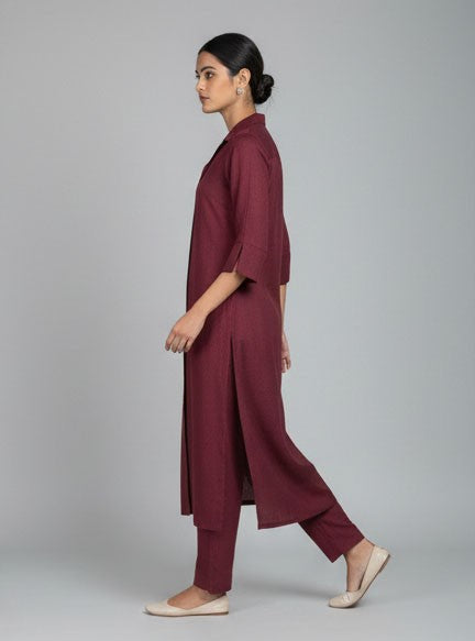 Soul Armor Ladies Solid Straight with Three Quarter Sleeves and Matching Bottom Kurti Set