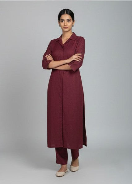 Soul Armor Ladies Solid Straight with Three Quarter Sleeves and Matching Bottom Kurti Set