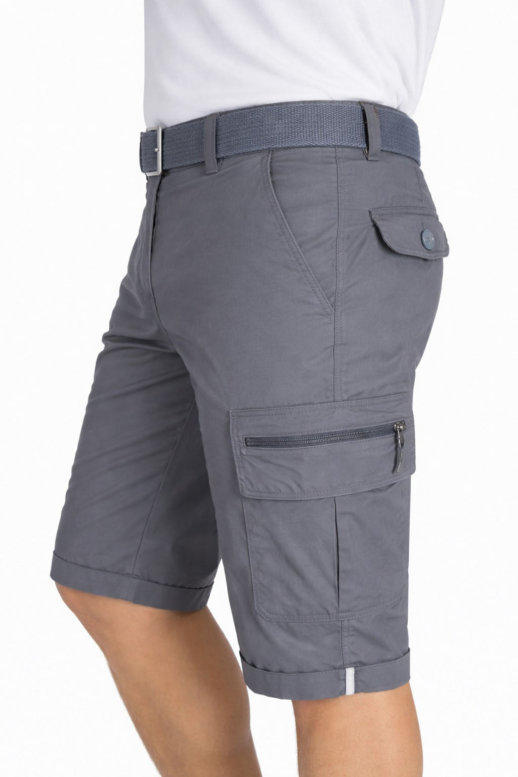Beevee Mens Belted Cargo Style Cotton Casual Shorts