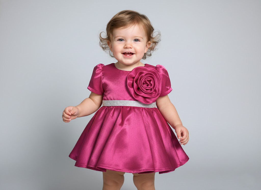 Katibi Baby Girls cherry Pink Party Wear frock.