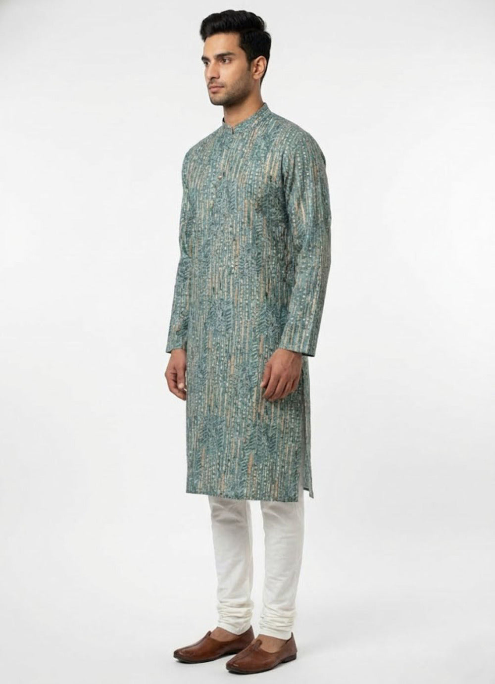 Soul Armor Mens Vertical Texture Inspired Ethnic Design Kurta Set