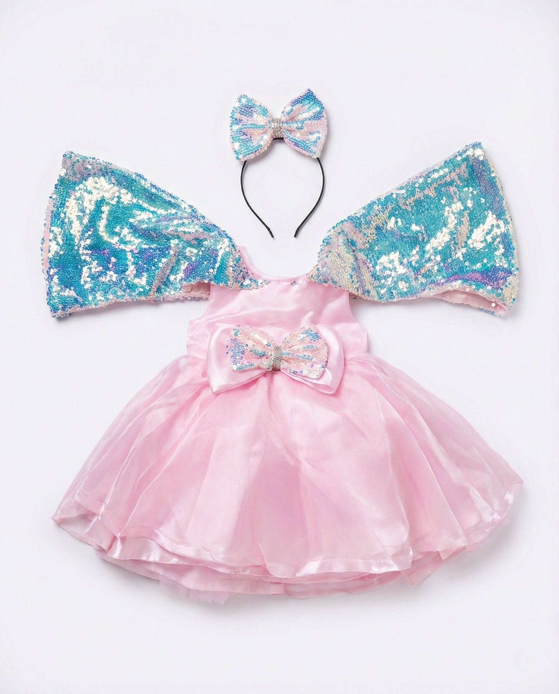 Katibi Sparkle Glam Pink Celebration frock for Kids.
