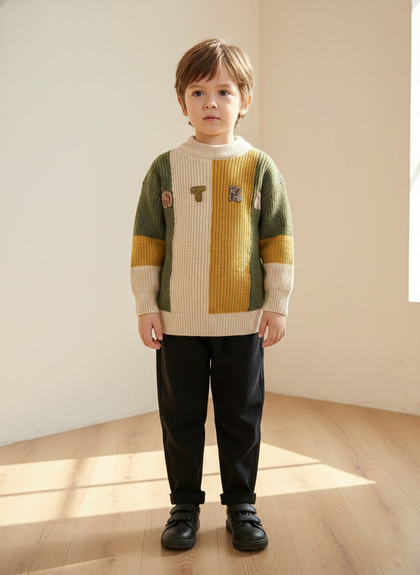 Vats Lil Luxe Multicolor Kids Warm Full Sleeve Sweater