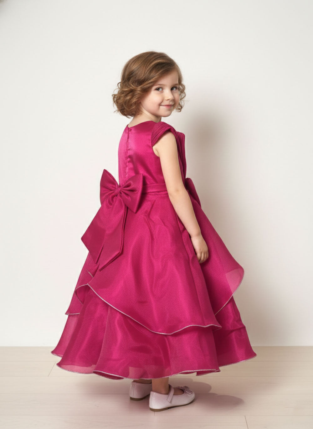 Katibi Kids cherry pink Layered gown.