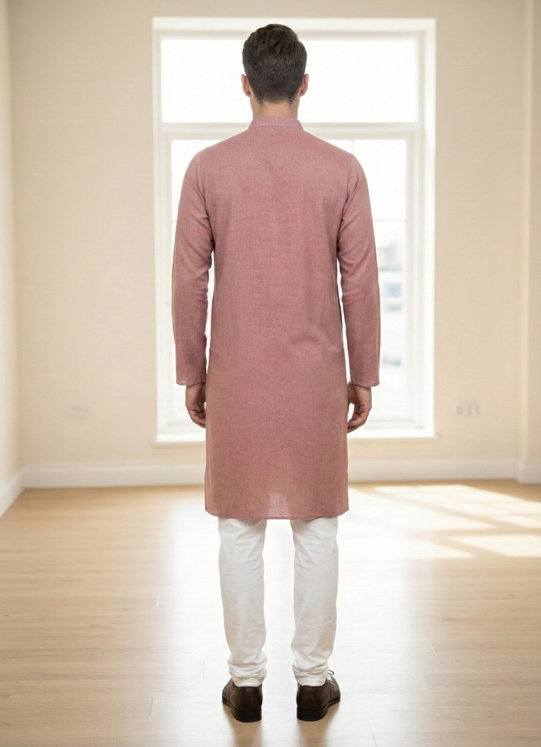 Soul Armor Solid Self-Textured Mandarin Collar Mens Kurta Set