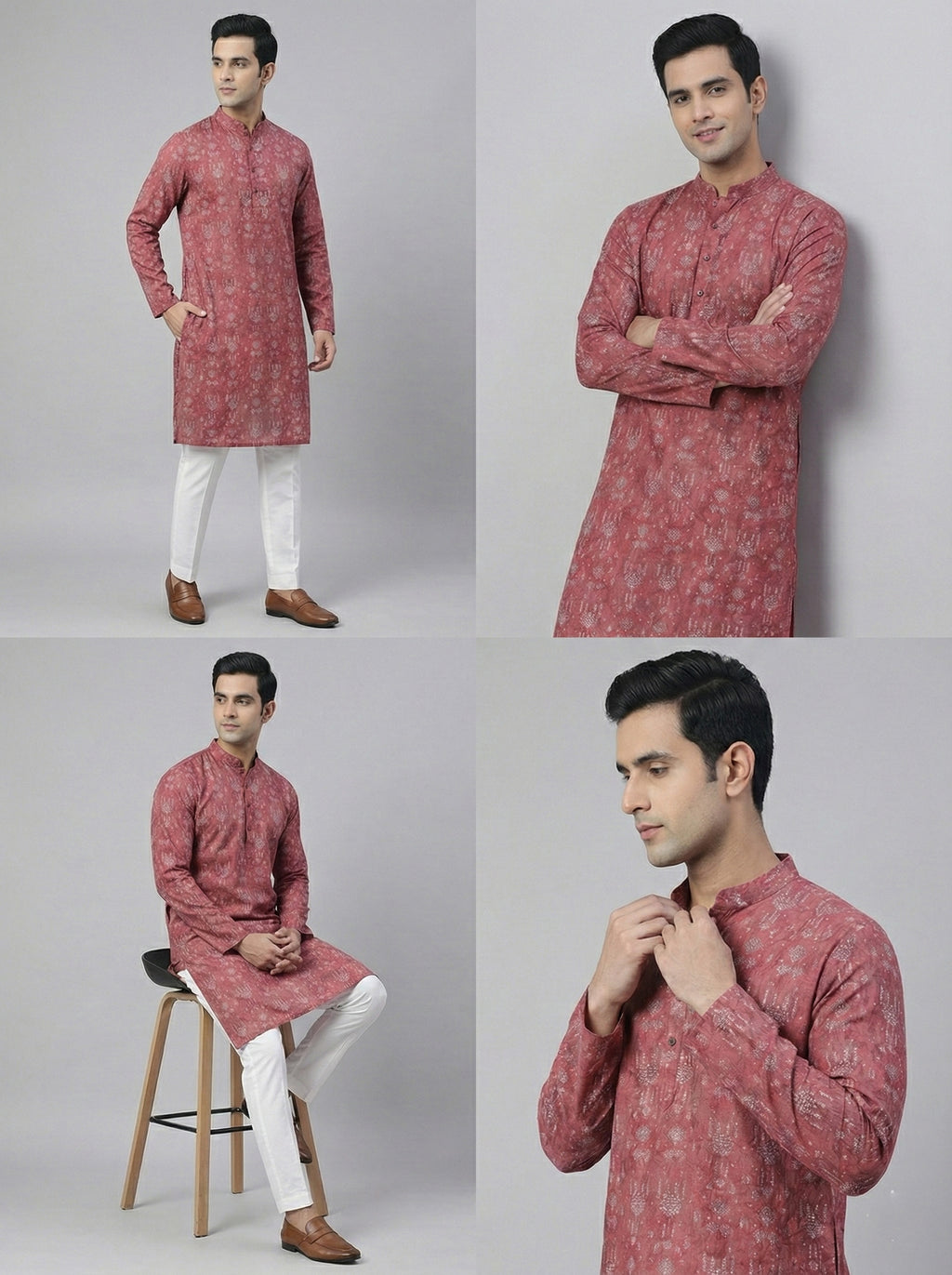 Soul Armor Mens Classic Maroon Printed Ethnic Kurta Set