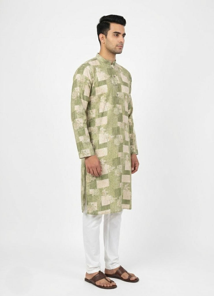 Soul Armor Mens Contemporary Patchwork Style Kurta Set