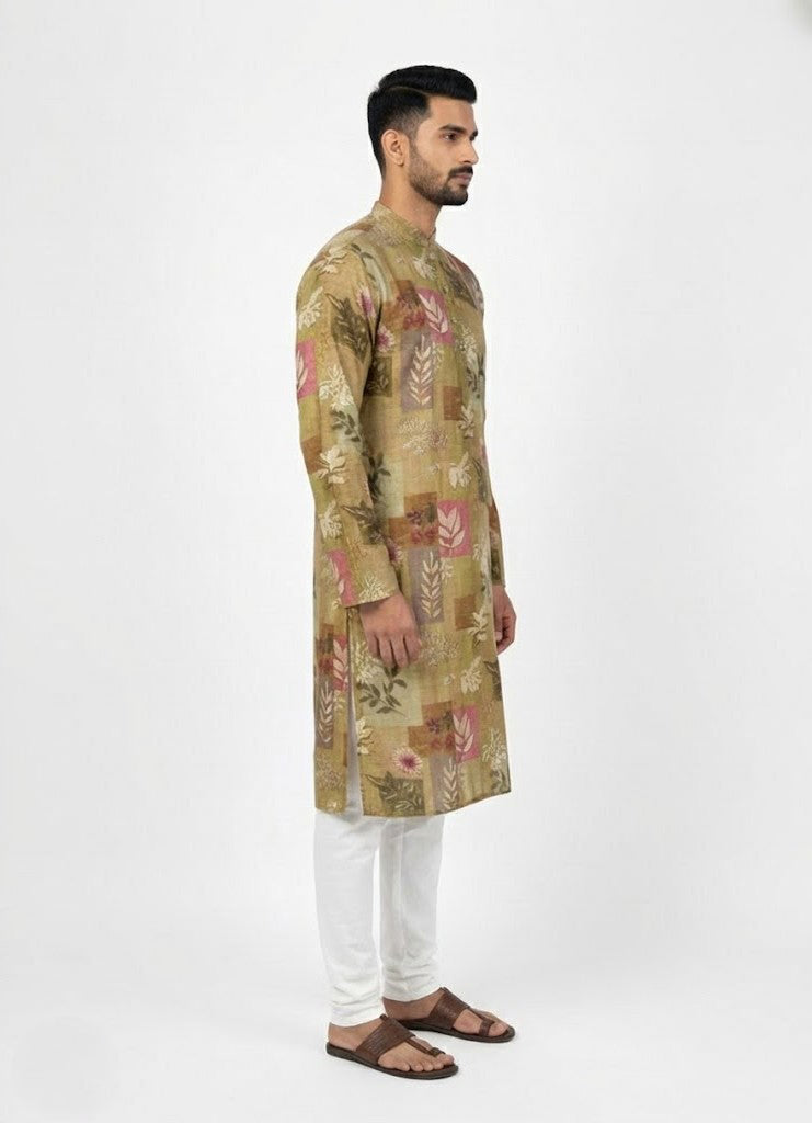 Soul Armor Mens Artistic Panel Print Kurta Set