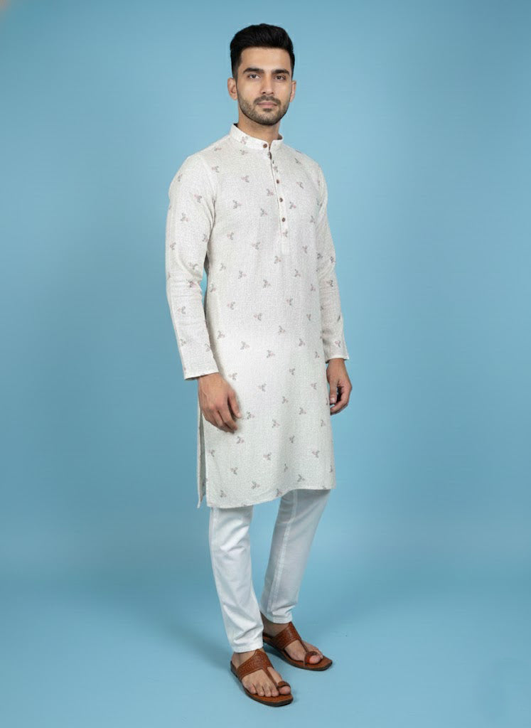 Soul Armor Traditional Fine Print Mens Kurta Set