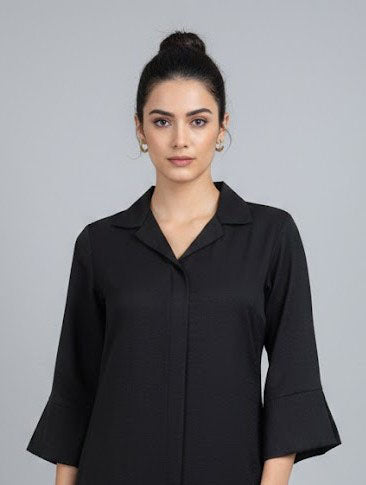 Soul Armor Ladies Solid Straight with Three Quarter Sleeves and Matching Bottom Kurti Set