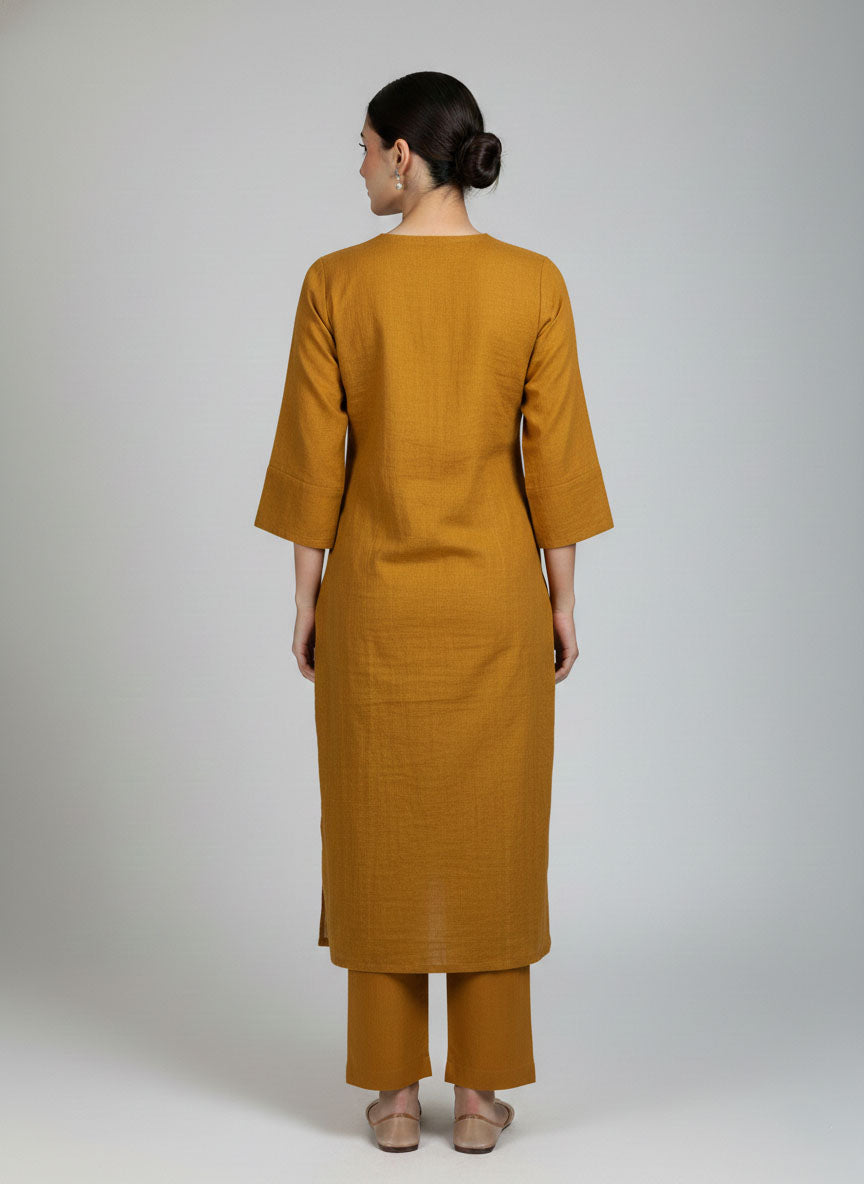 Soul Armor Ladies Solid Straight with Three Quarter Sleeves and Matching Bottom Kurti Set