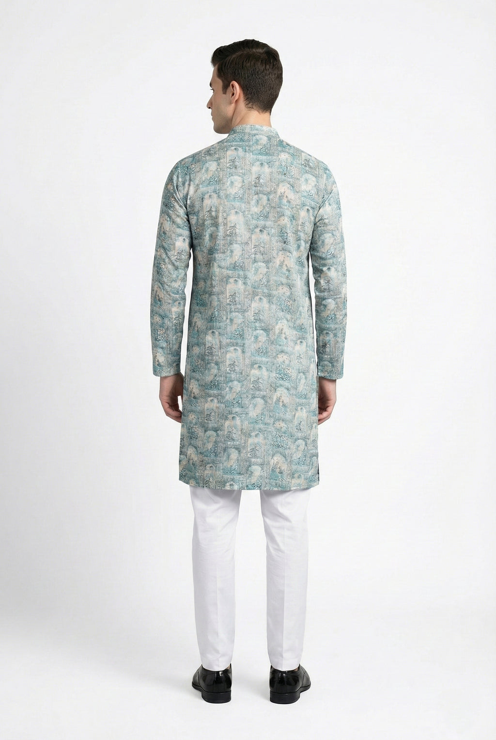 Soul Armor Intricate All-Over Motif Print Mandarin Collar Kurta Set