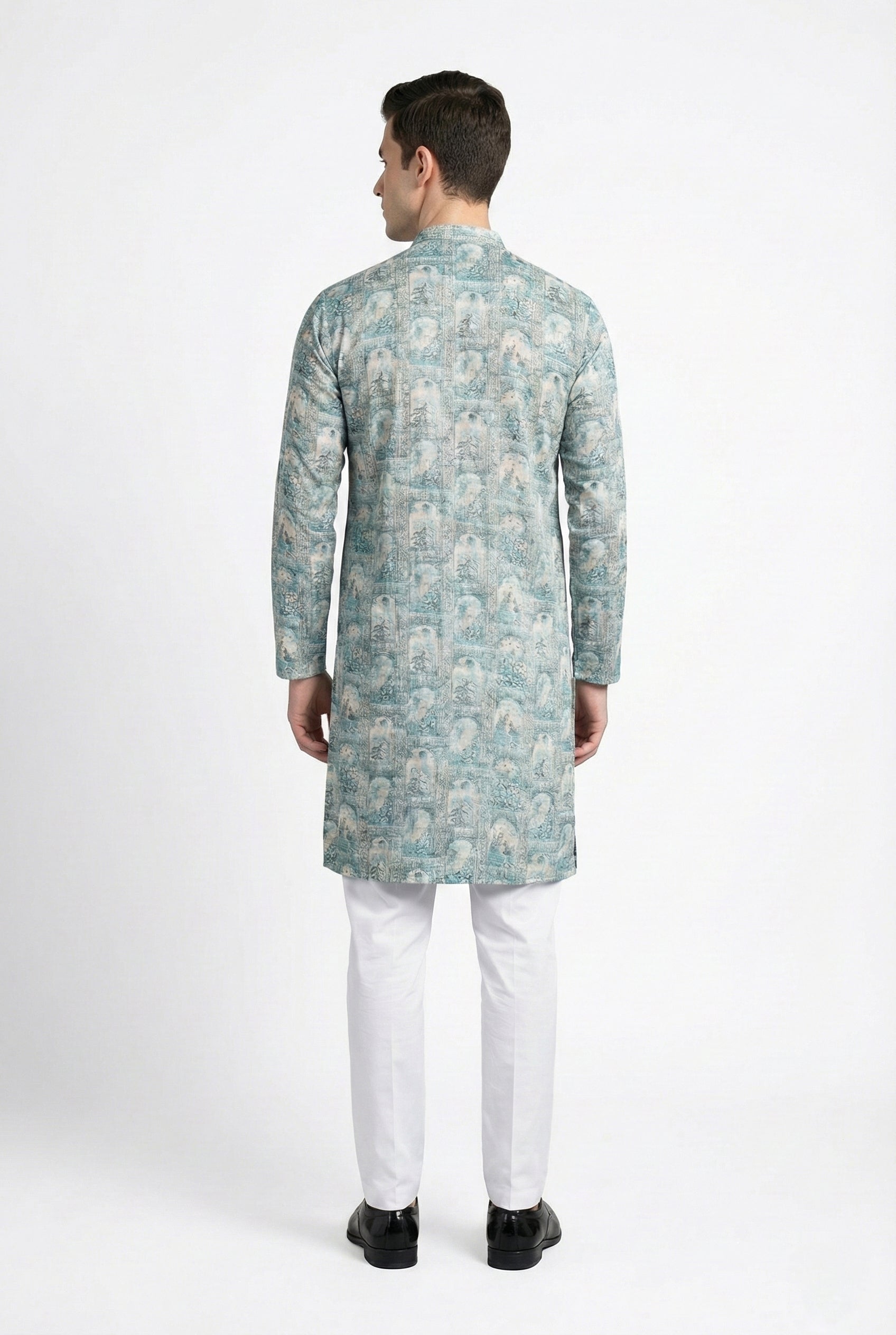 Soul Armor Intricate All-Over Motif Print Mandarin Collar Kurta Set
