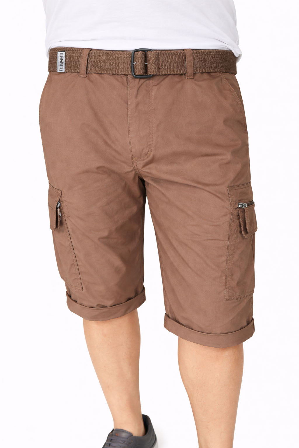 Beevee Mens Belted Cargo Style Cotton Casual Shorts