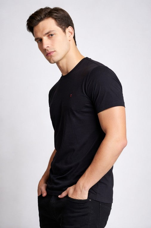 Louis Philippe Mens Solid Classic Round Neck and Half Sleeve T-Shirt