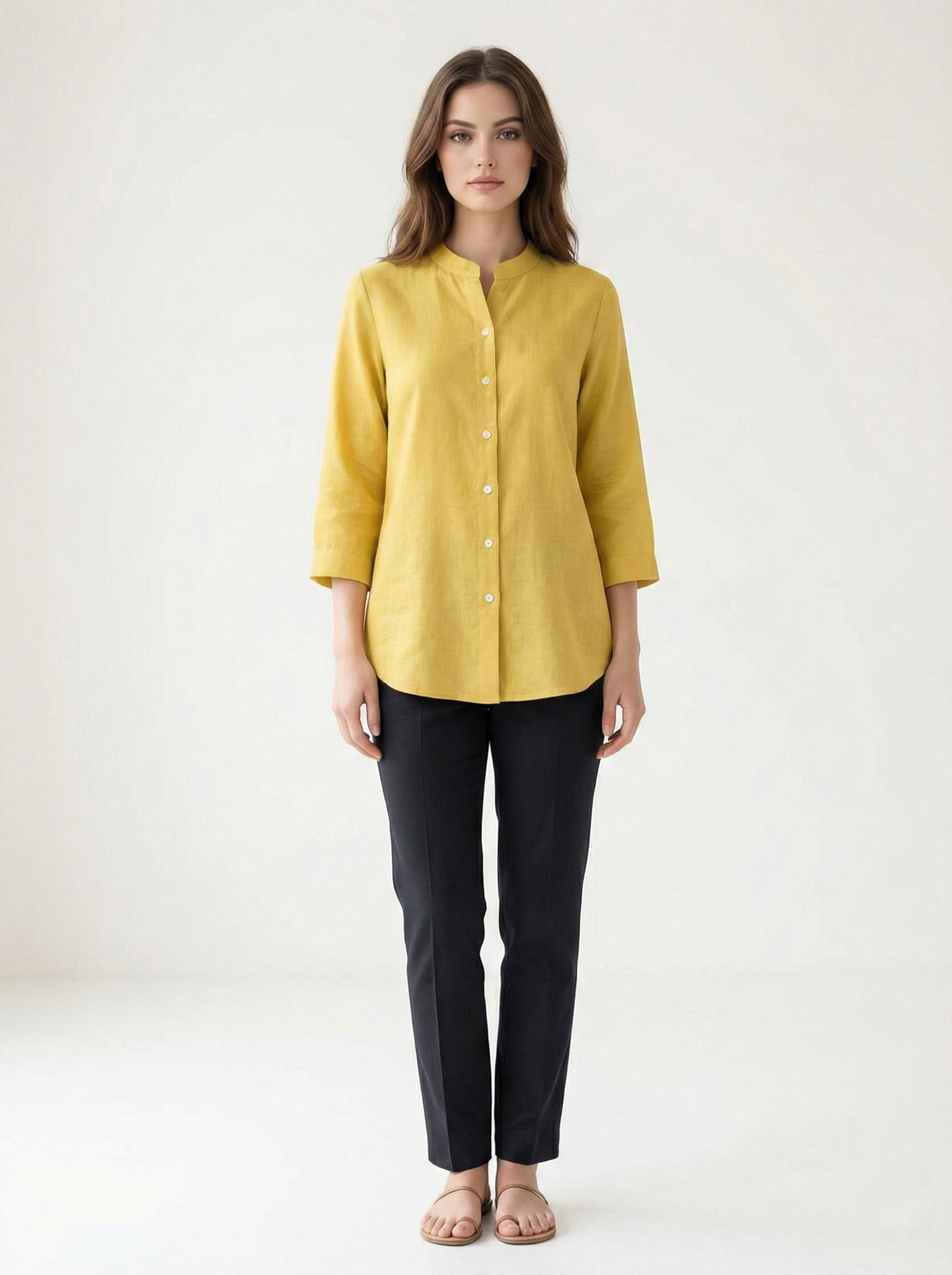 Soul Armor Ladies Solid Shirt with Classic Button Placket and Full Sleeves