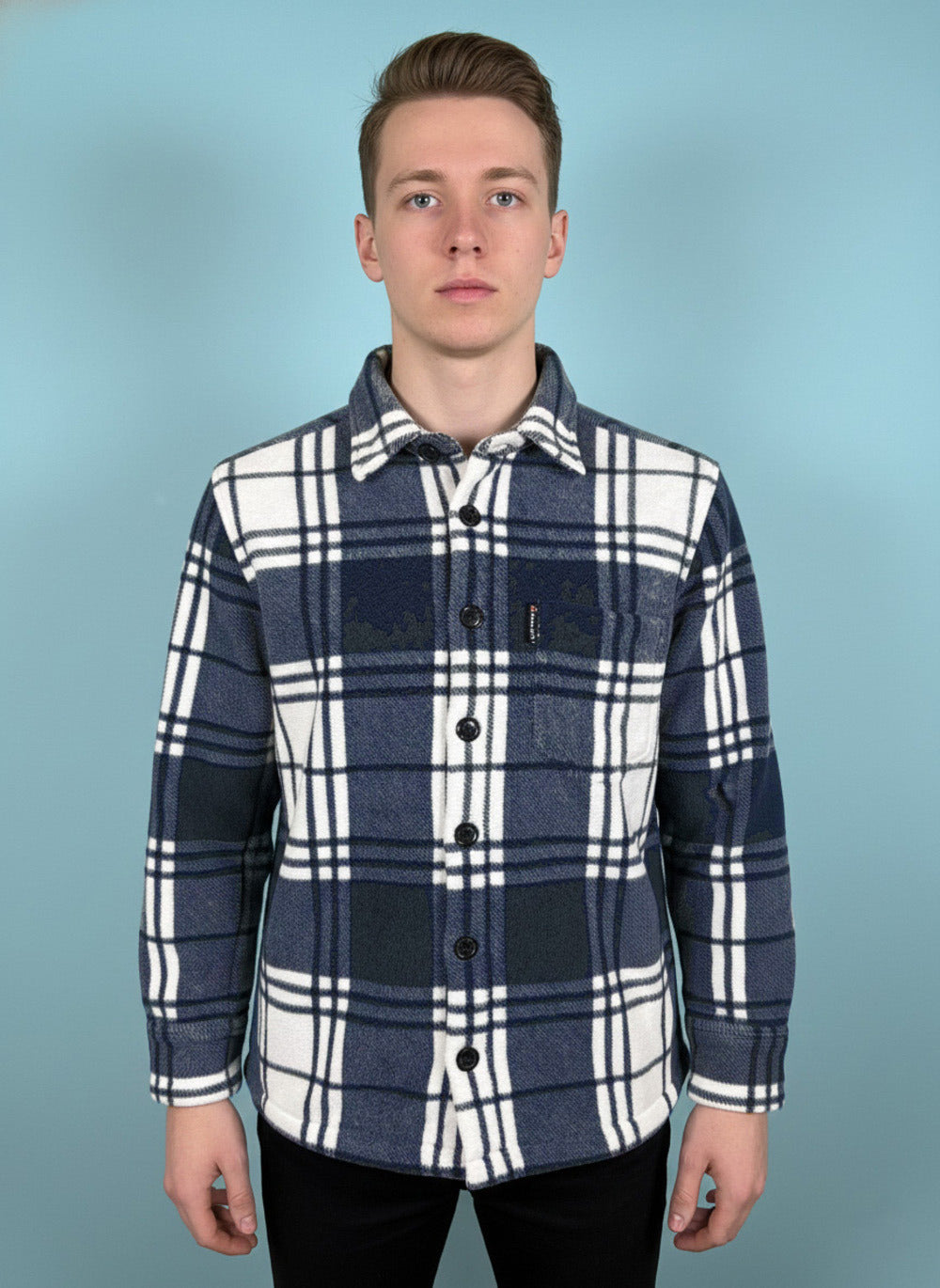 On-Vers Checkered Button-Down Mens Overshirt with Front Pockets