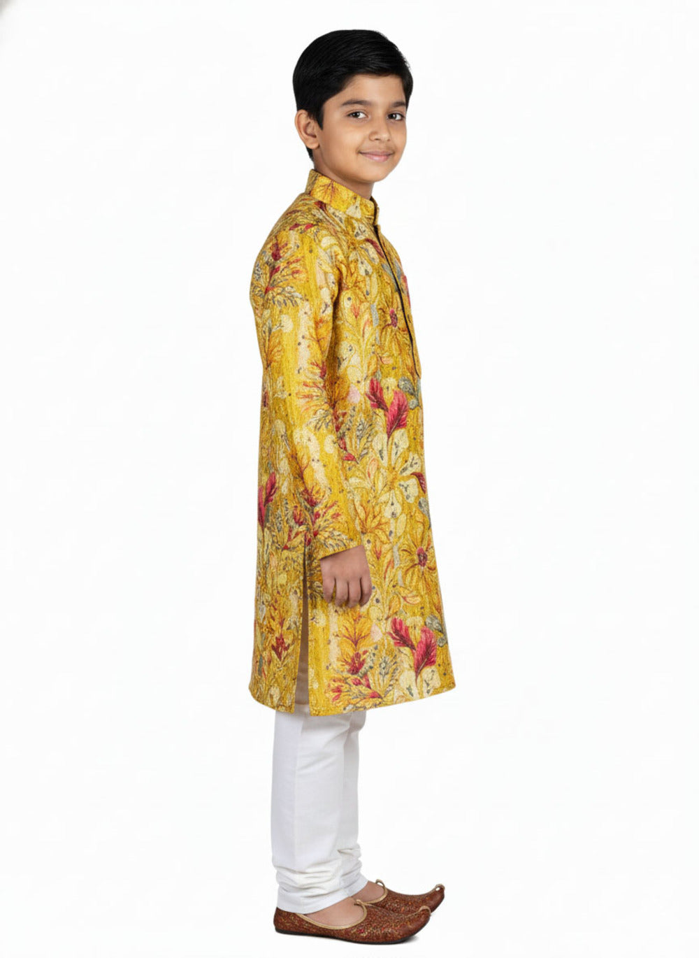 Elevate Premium Yellow Garden Print Kurta Set