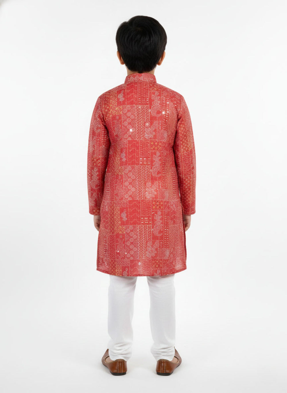 Elevate Printed Deep Red Kurta with White Pajama