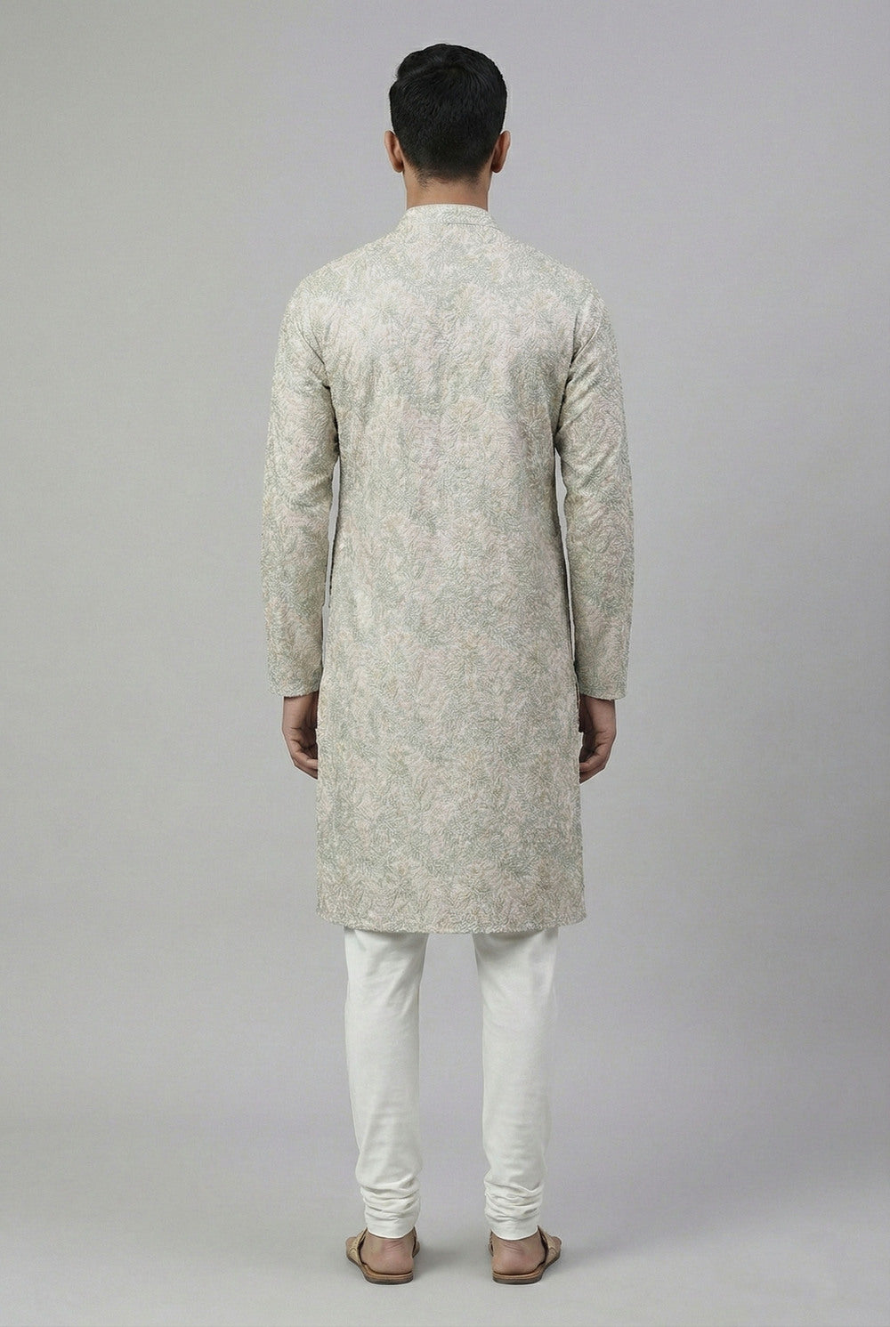 Soul Armor Mens Fawn Traditional Subtle Print Ethnic Kurta Set
