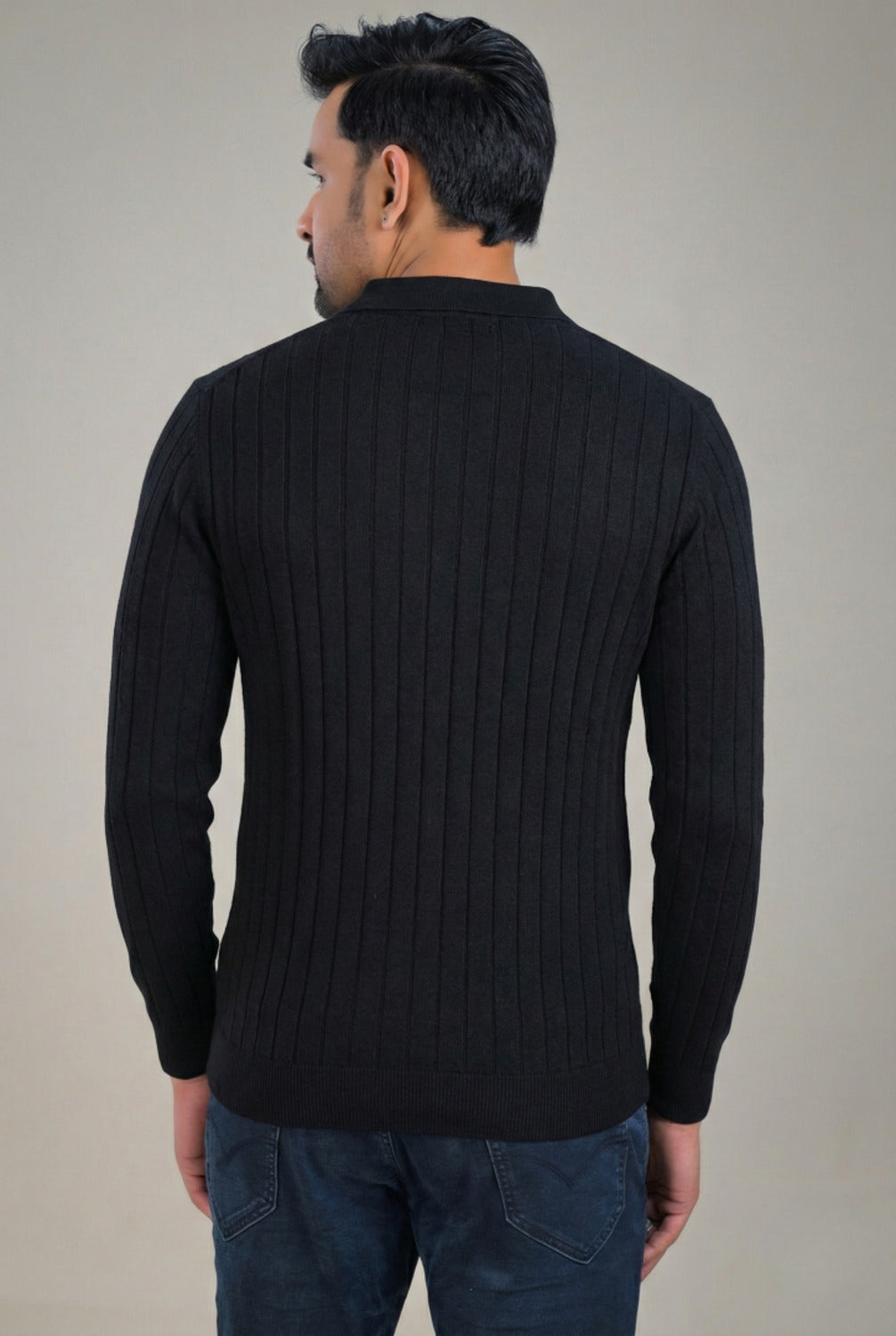Soul Armor Solid Ribbed Wool Blend Polo Sweater