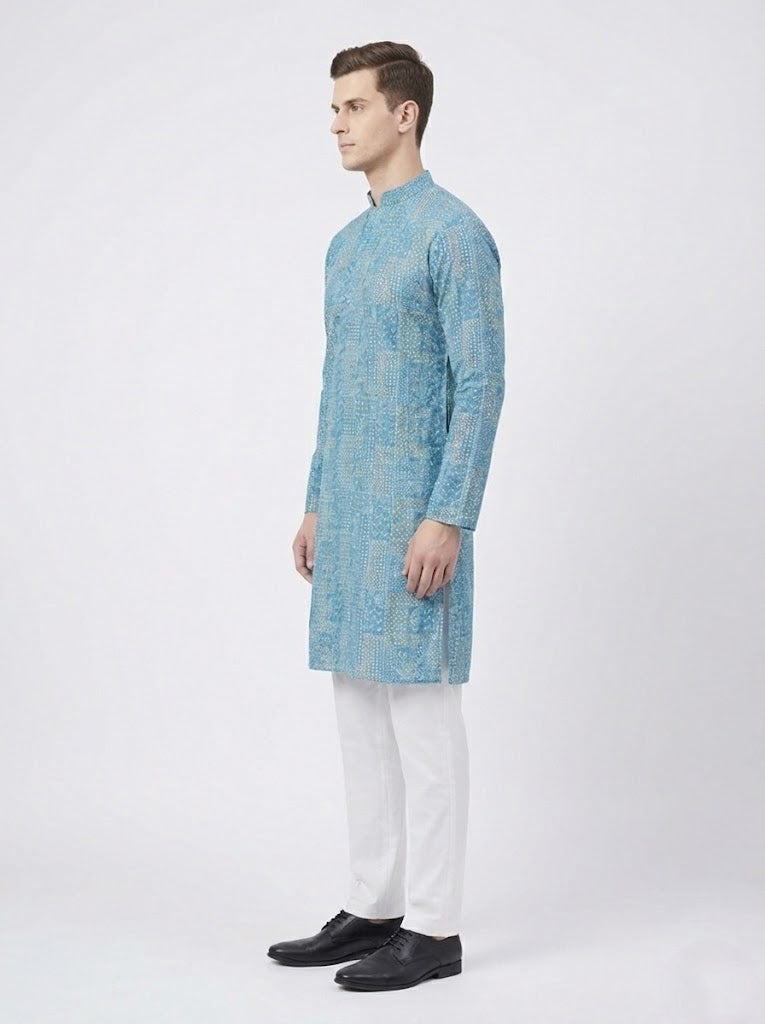 Soul Armor Mens Textured Ethnic Pattern Kurta Set