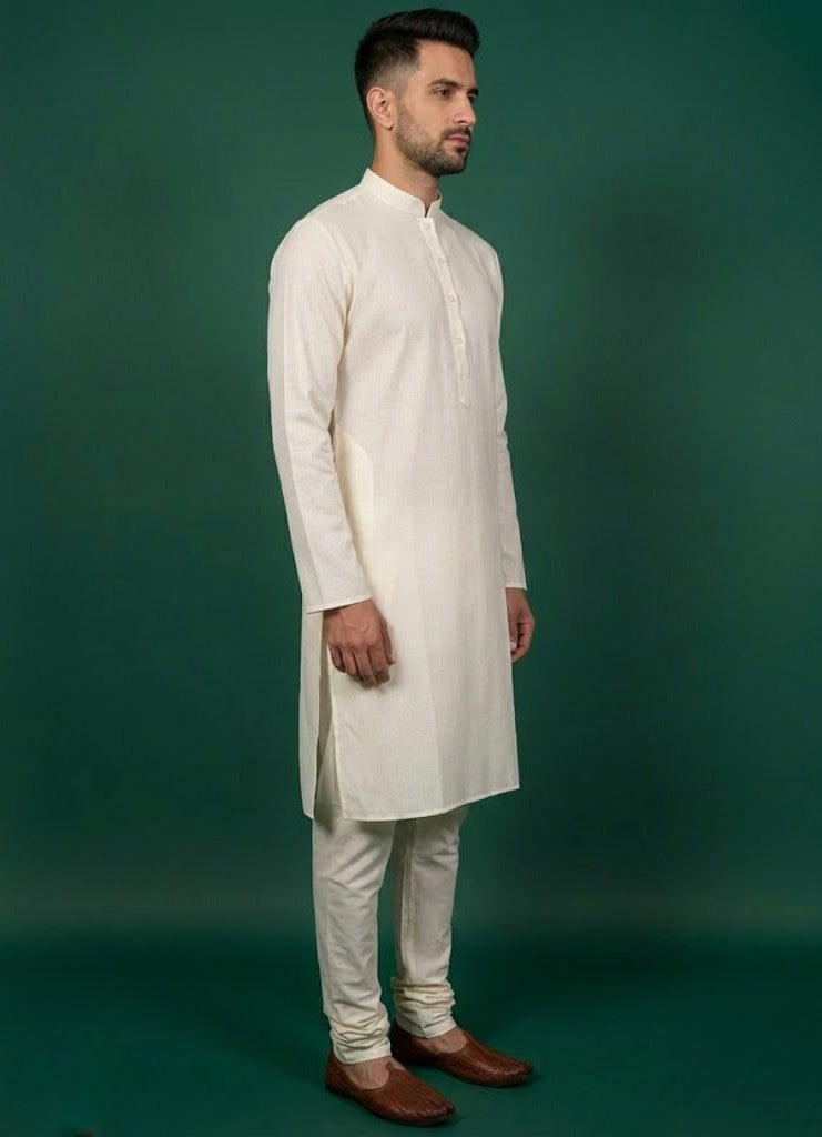 Soul Armor Solid Self-Textured Mandarin Collar Mens Kurta Set