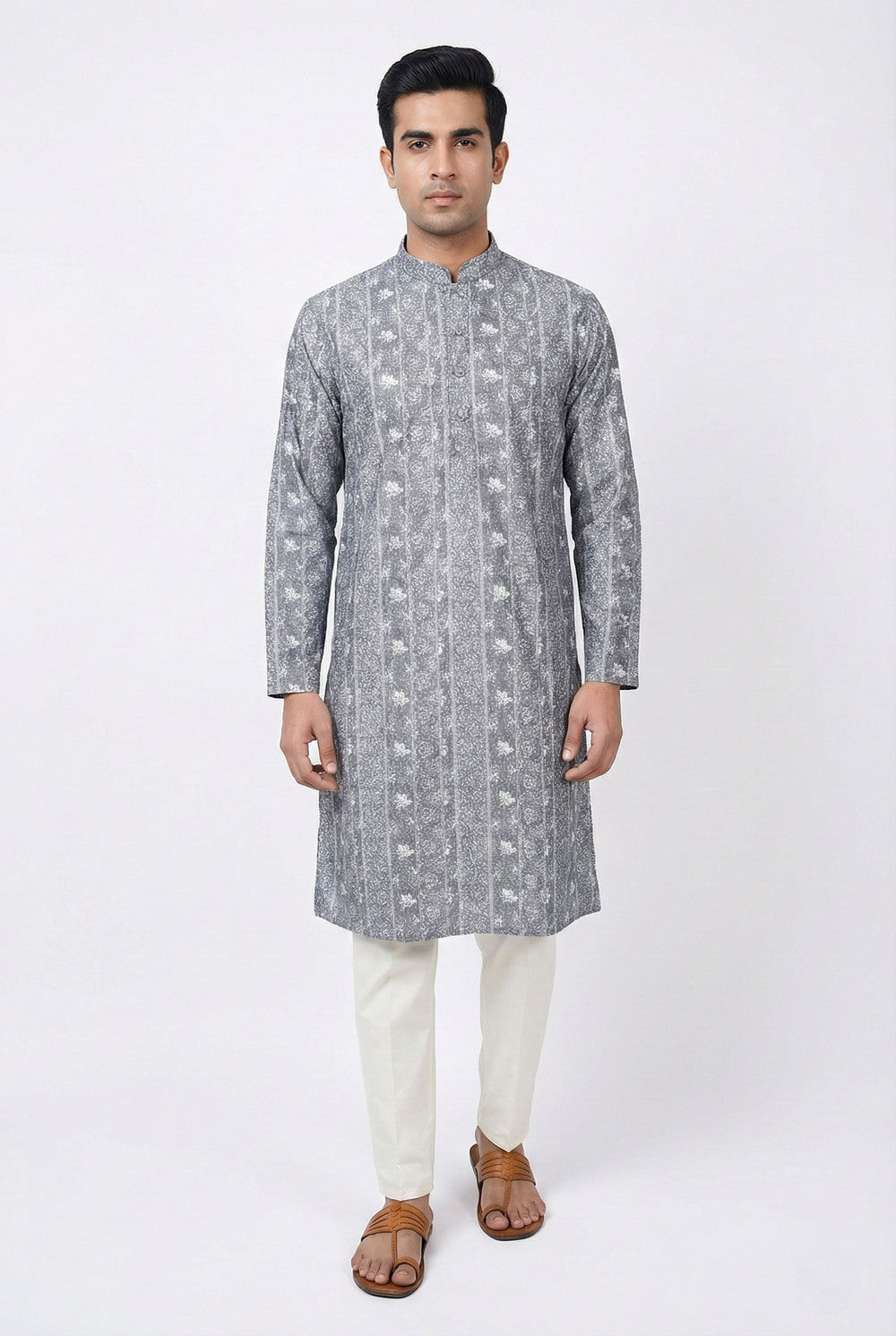 Soul Armor Mens Detailed Ethnic Surface Design Full Sleeve Kurta Set