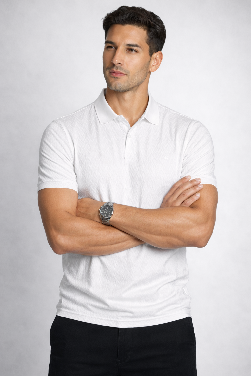 Louis Philippe Mens Solid Classic Collar and Half Sleeve T-Shirt