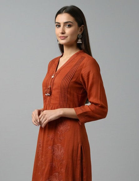 Soul Armor Ladies 3 Piece Kurti Set Featuring Embroidered Kurta, Bottom and Dupatta