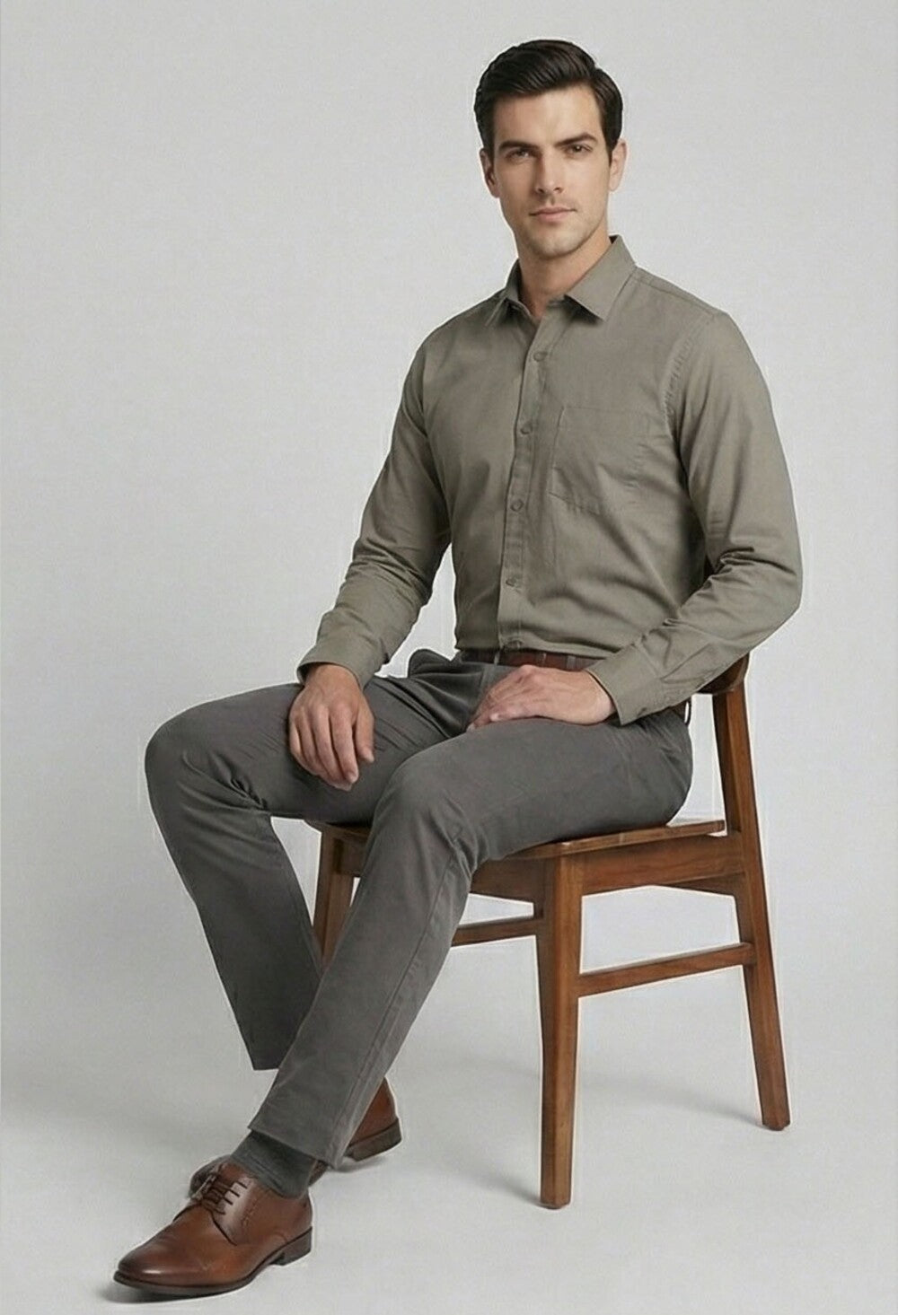 Soul Armor Classic Solid Textured Full Sleeve Shirt