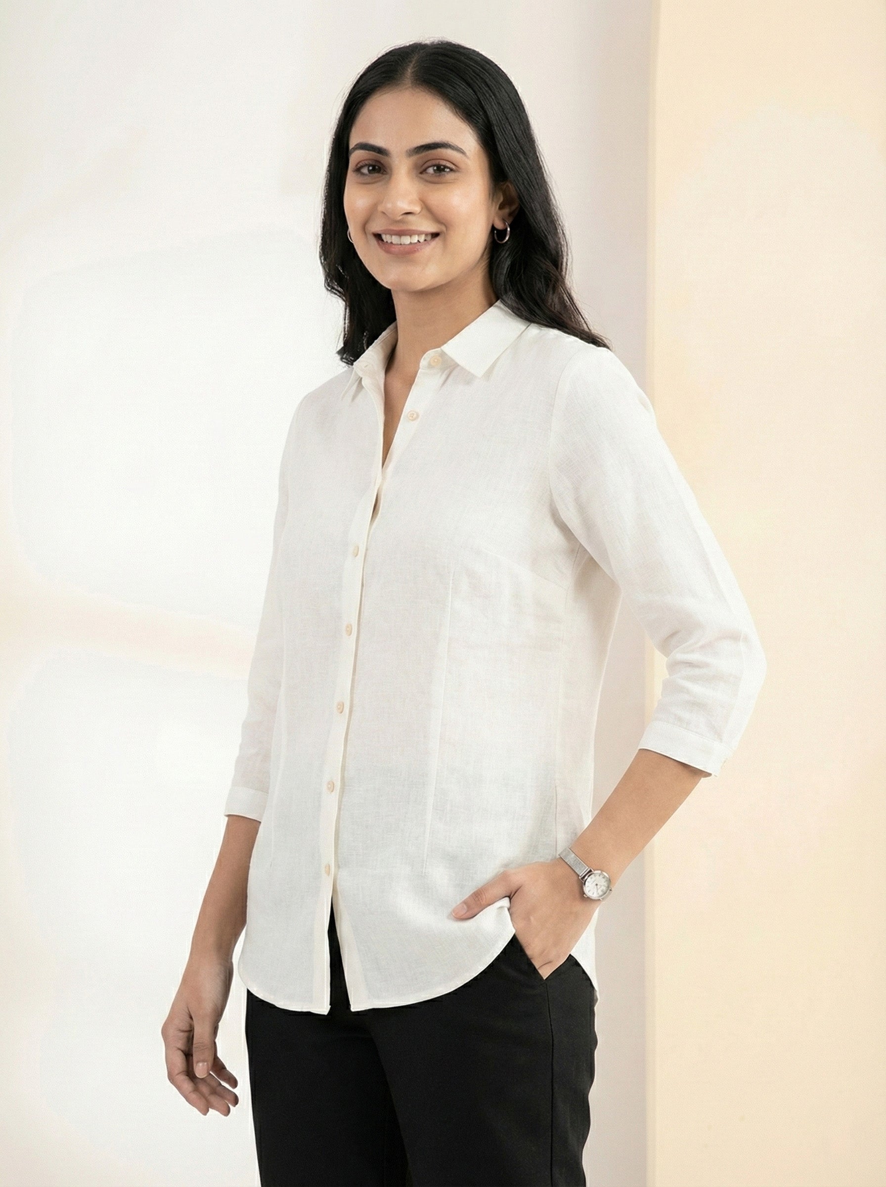 Soul Armor Ladies Solid Shirt with Classic Button Placket and Full Sleeves
