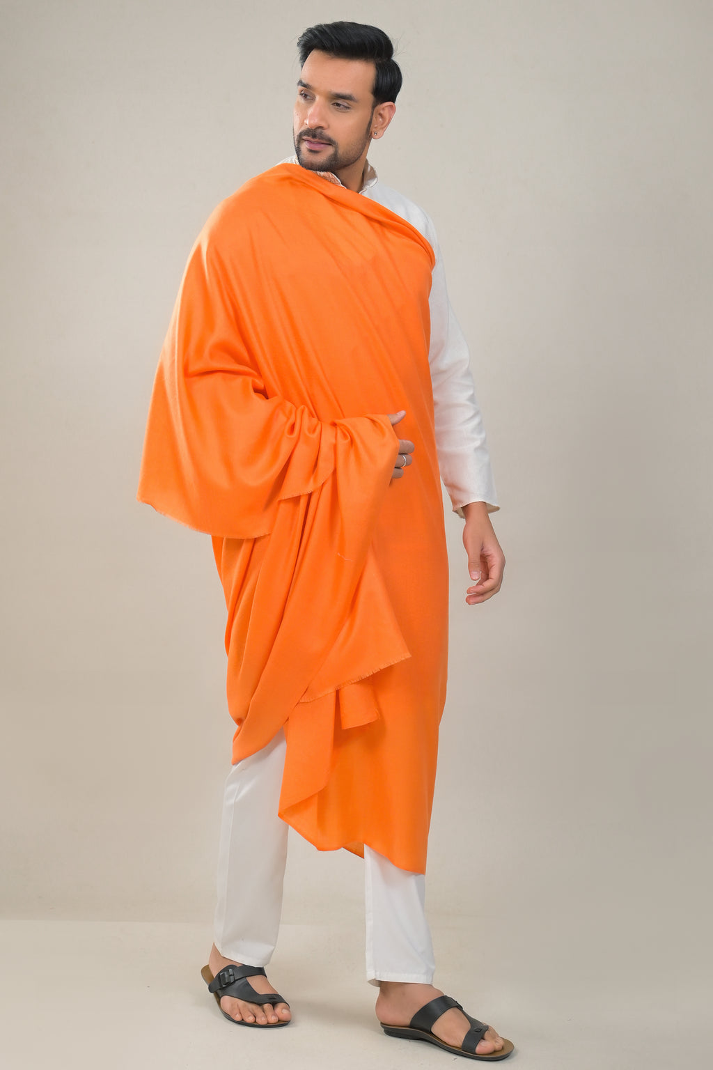 Elevate Orange Solid Winter Woolen Shawl