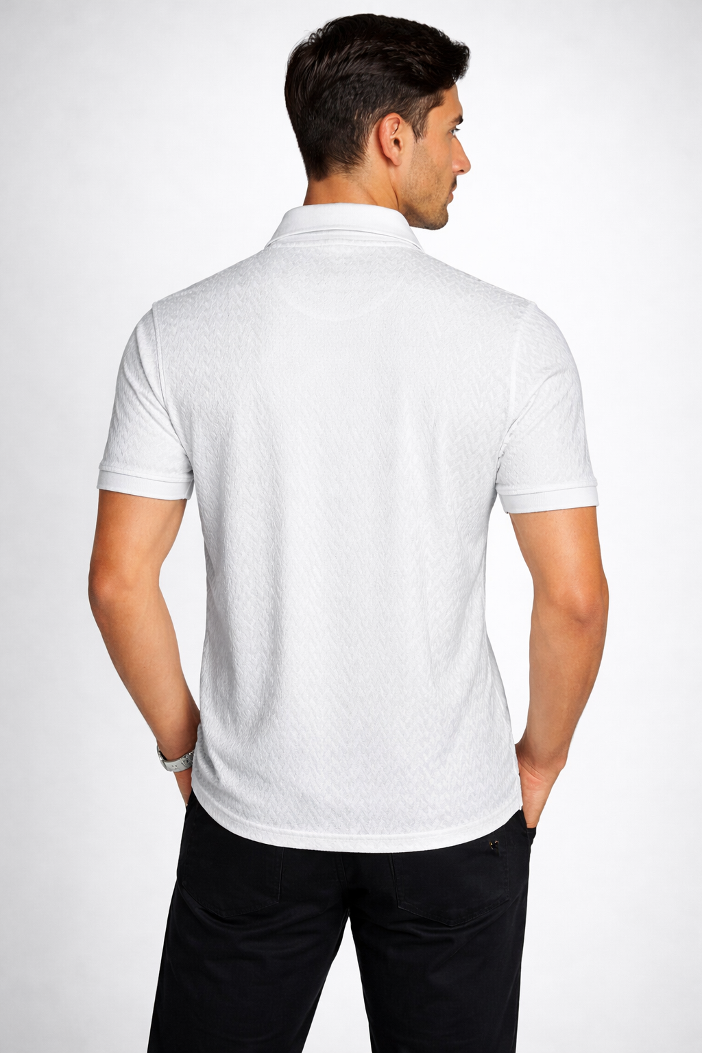 Louis Philippe Mens Solid Classic Collar and Half Sleeve T-Shirt