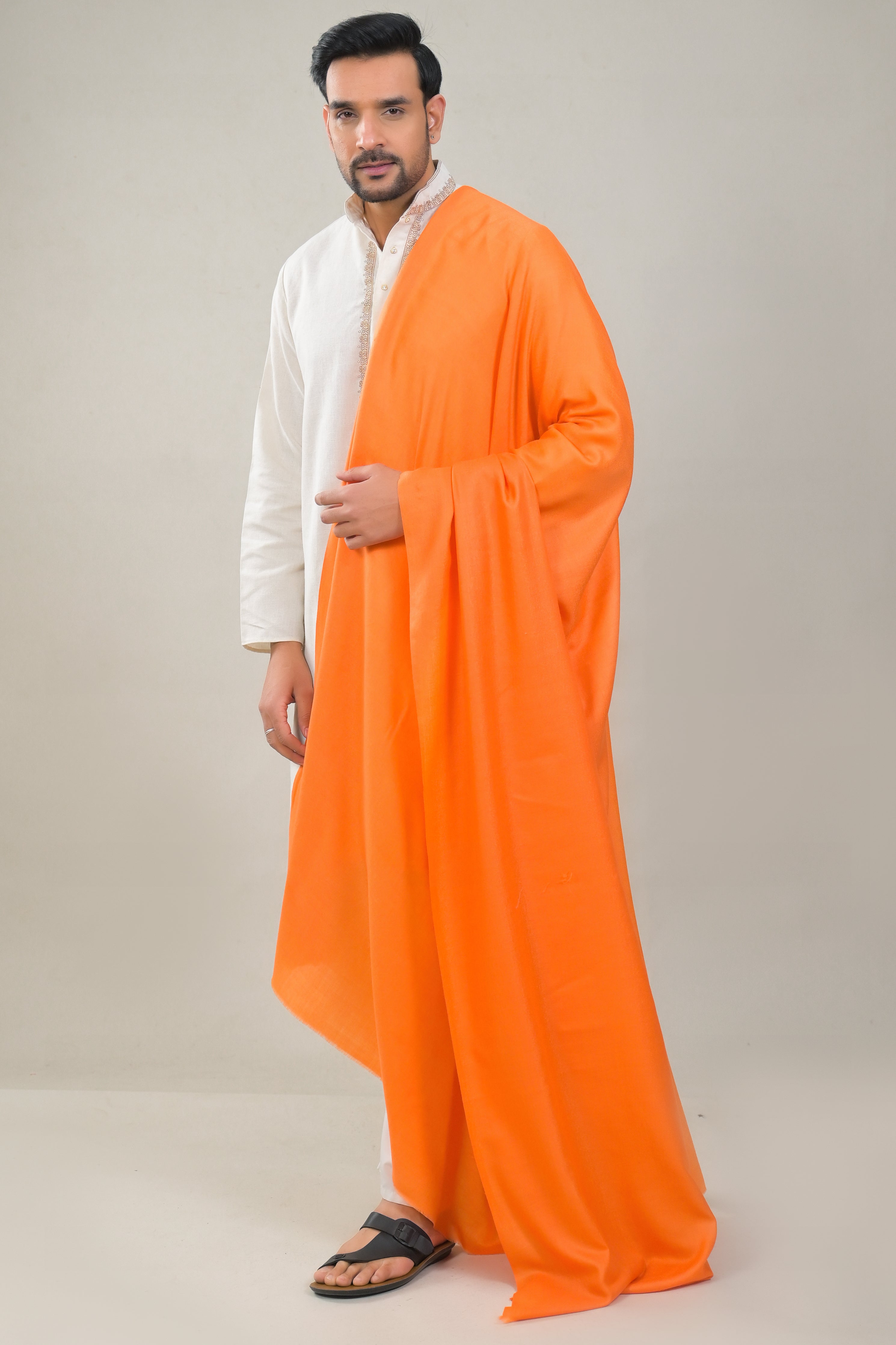 Elevate Orange Solid Winter Woolen Shawl