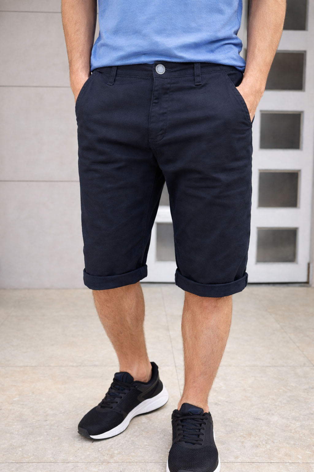 Beevee Mens Textured Cotton Smart Casual Summer Shorts