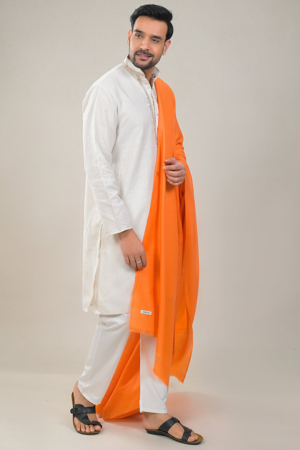 Elevate Orange Solid Winter Woolen Shawl