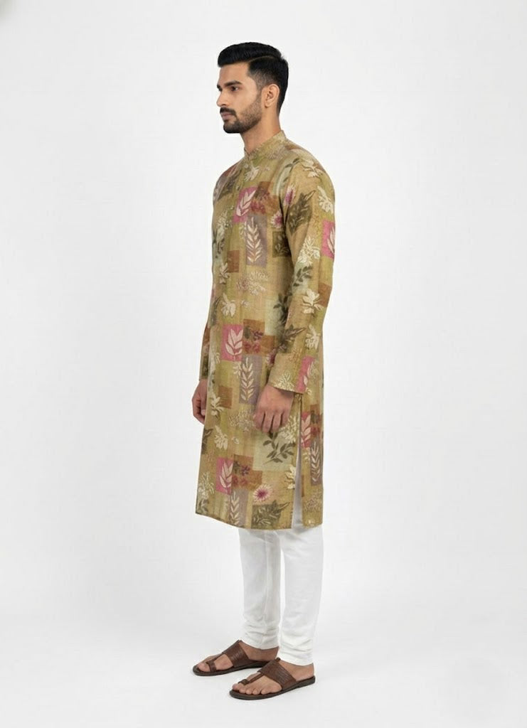 Soul Armor Mens Artistic Panel Print Kurta Set