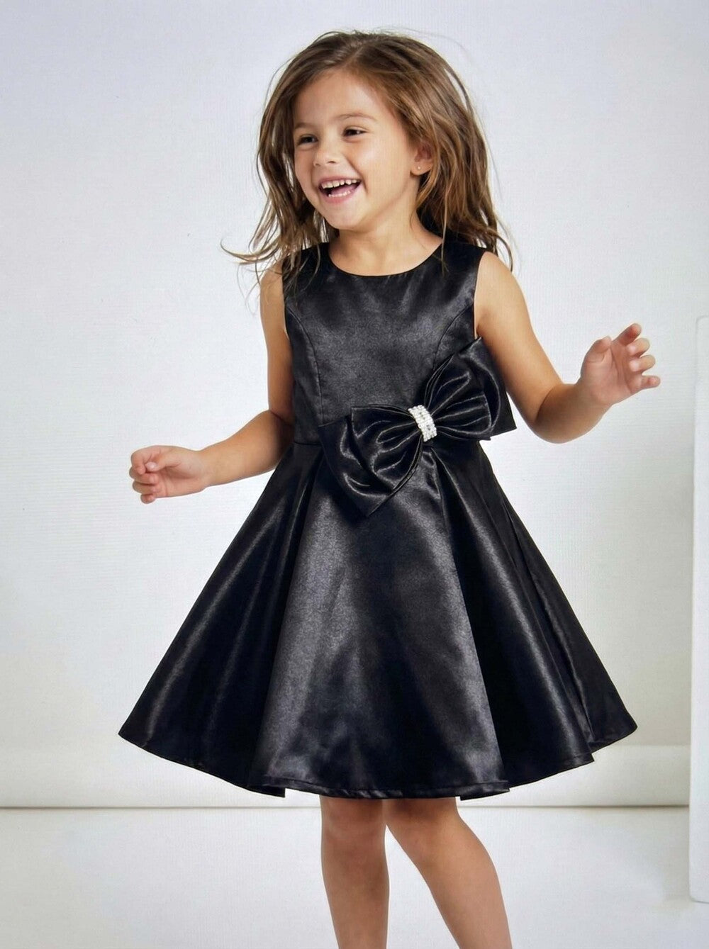 Katibi Kids Black Sleeveless Party midi frock