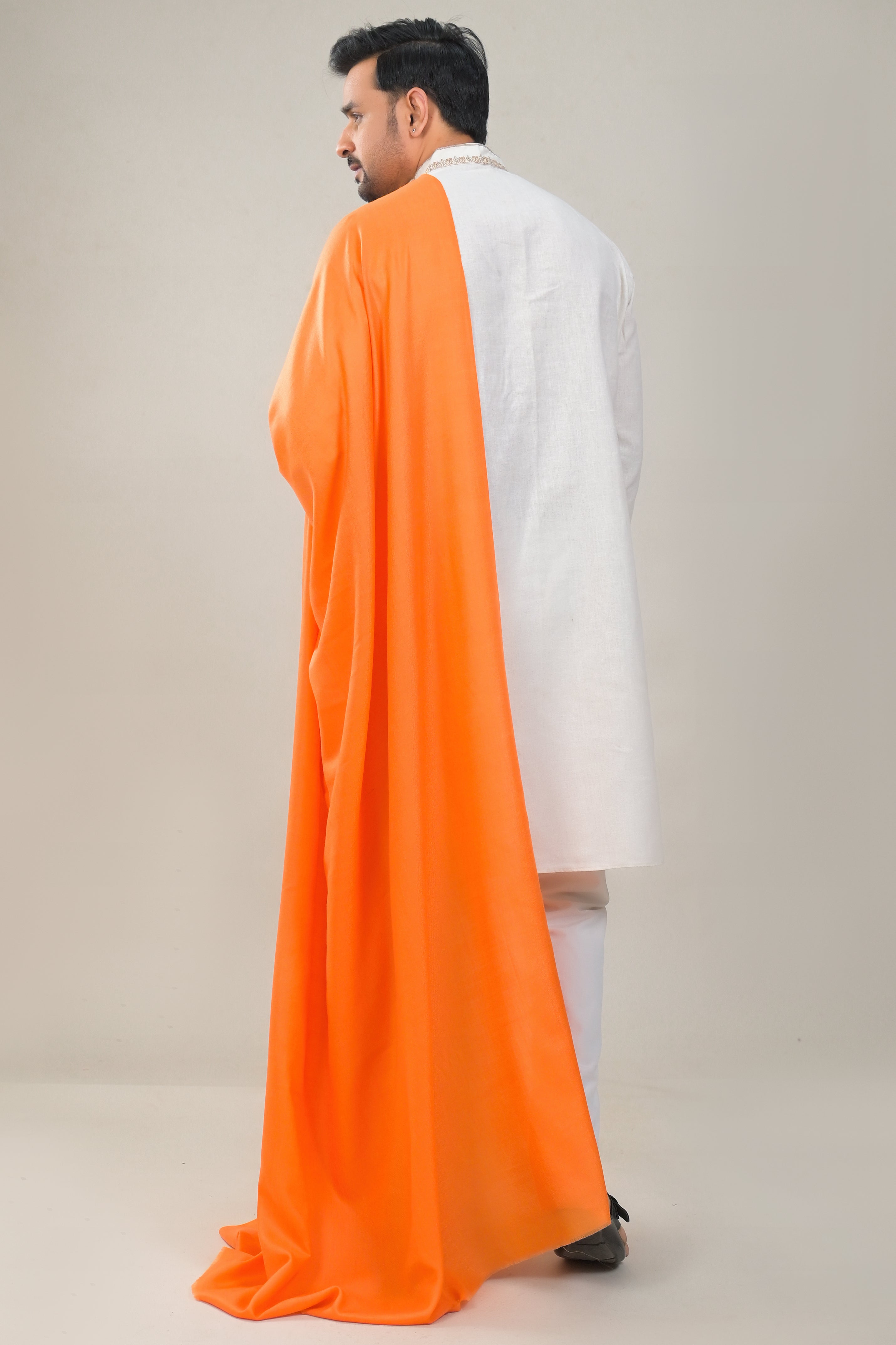 Elevate Orange Solid Winter Woolen Shawl