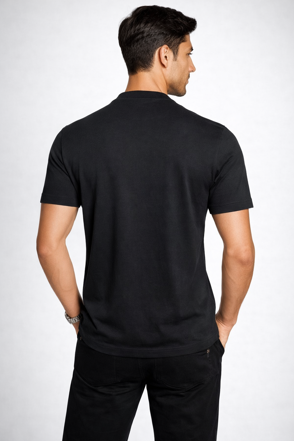 Louis Philippe Mens Solid Classic Round Neck and Half Sleeve T-Shirt
