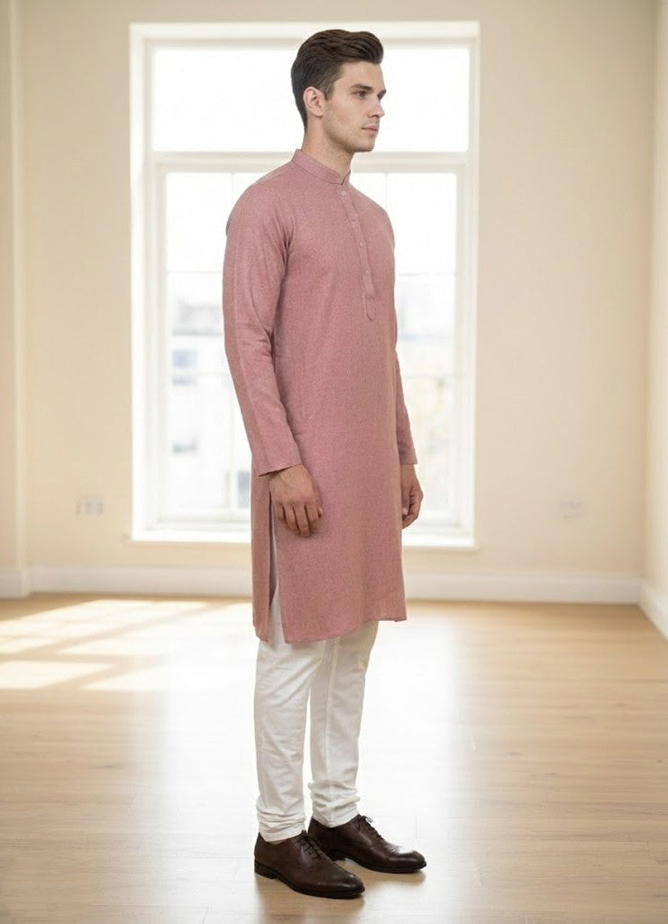 Soul Armor Solid Self-Textured Mandarin Collar Mens Kurta Set