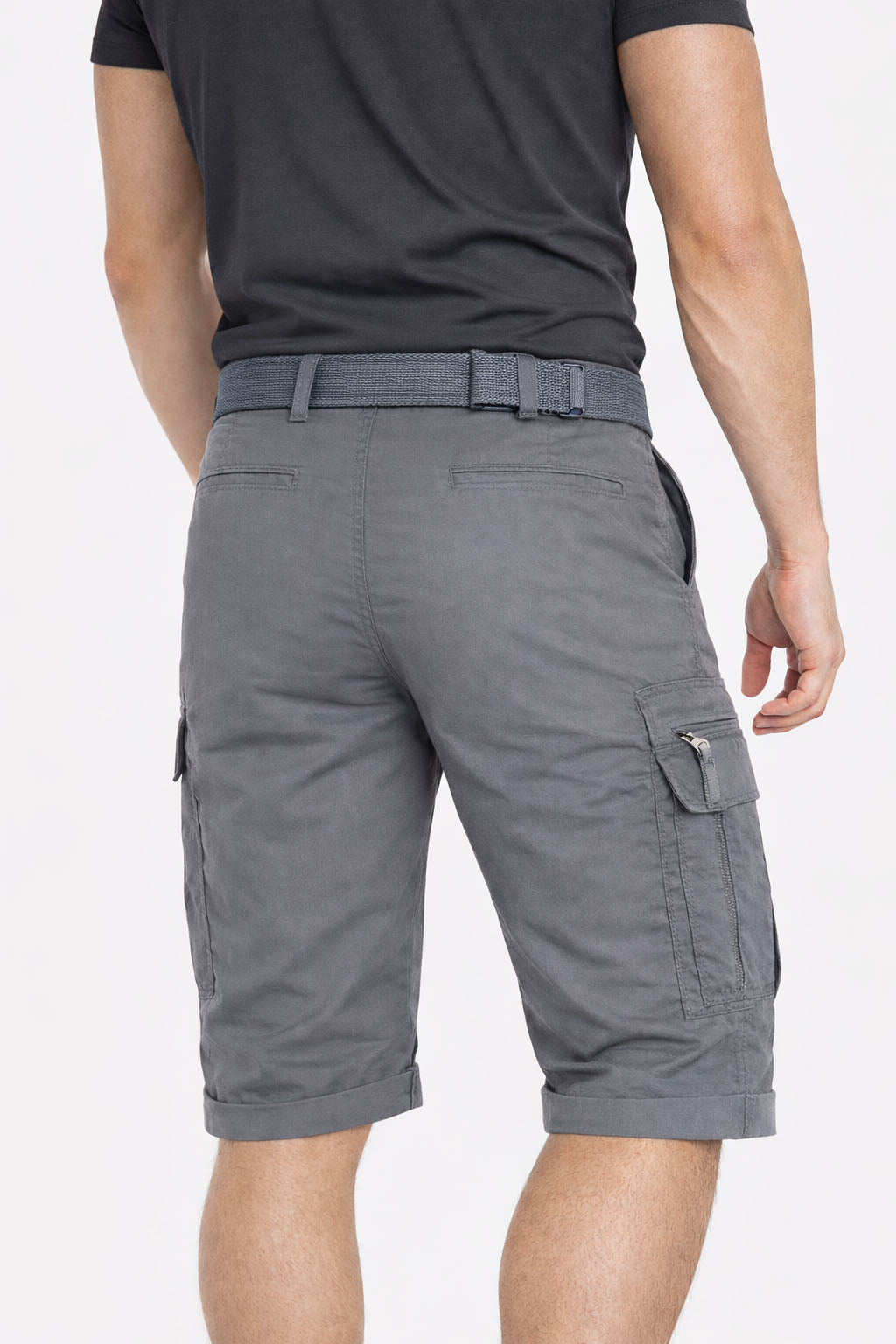 Beevee Mens Belted Cargo Style Cotton Casual Shorts