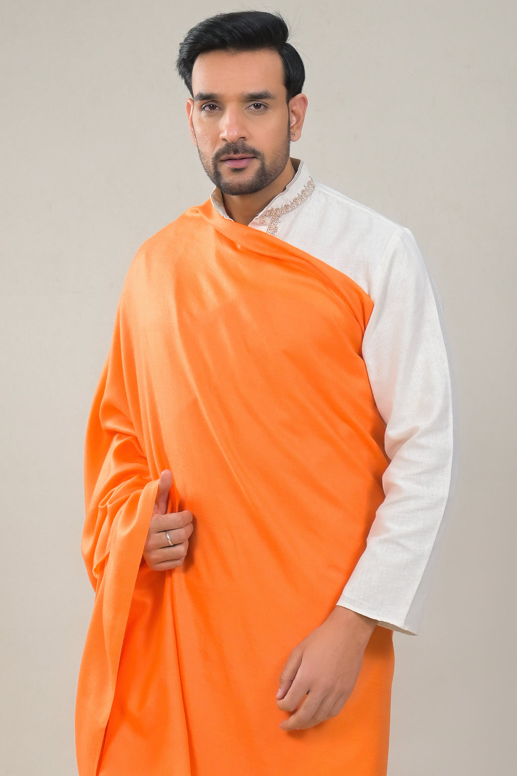 Elevate Orange Solid Winter Woolen Shawl