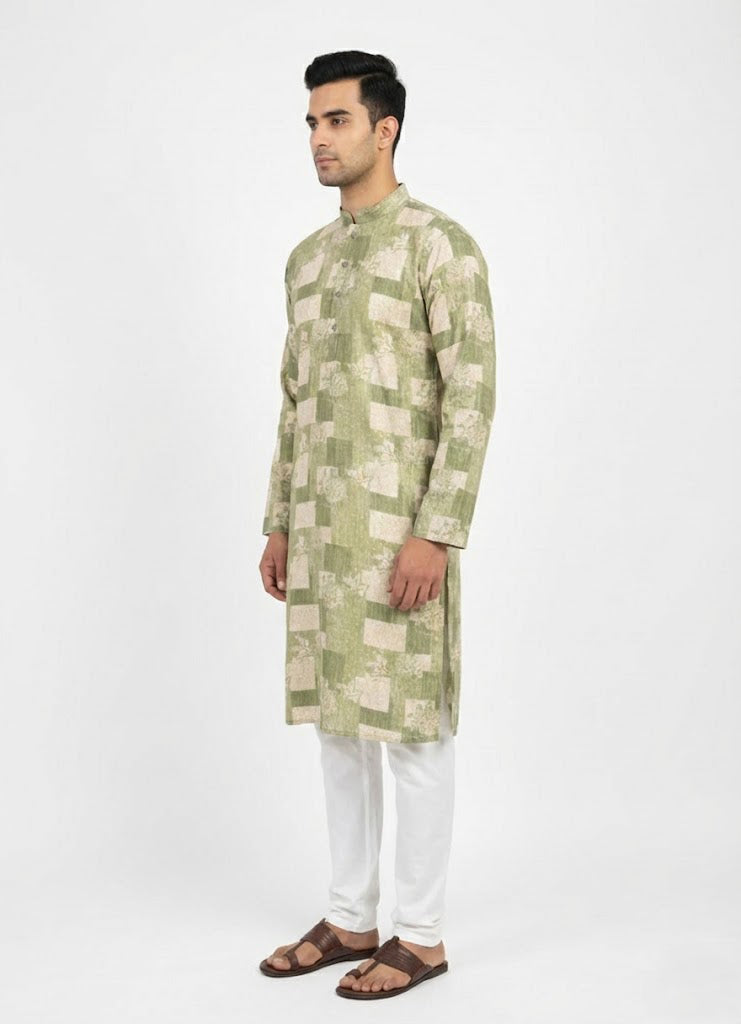 Soul Armor Mens Contemporary Patchwork Style Kurta Set
